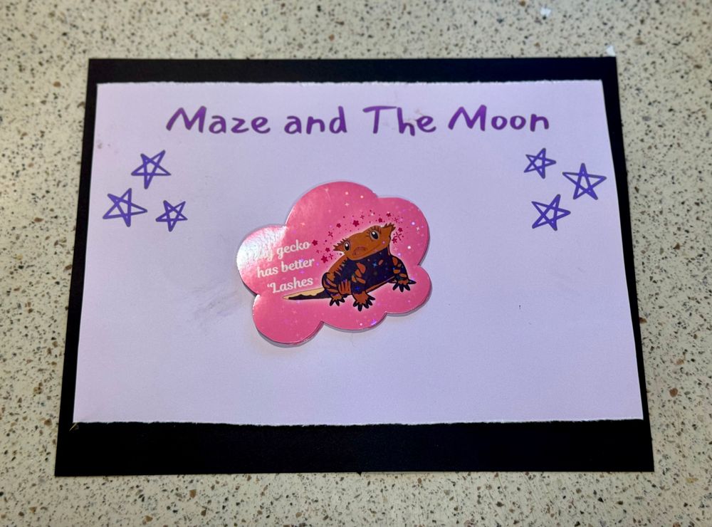 “My gecko has better lashes” silly Crested gecko sticker